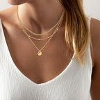 Layered Necklaces for Women, Dainty 14K Gold Plated Circle Peadant Chain Necklace Set Simple Paperclip Stacked Necklaces for Women Trendy Gold Jewelry - color: set3