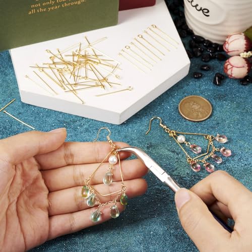 Craftdady 300Pcs 18K Gold Brass Eye Pins Flat & Ball Head Pins 30mm Golden Jewelry Pins Set Small Open Eye Metal Pins Needles for Crafts DIY Earring Pendants Jewelry Making Findings - color: 18K Gold, Mixed Pins