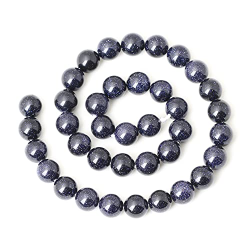 35PCS 10mm Natural Blue Sandstone Gemstone Round Loose Beads Stone Beads for Jewelry Making DIY Findings 1 Strand 15" - color: Blue Sand Stone, size: 10mm