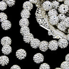 100Pcs 10mm White Rhinestone Beads for Jewelry Making, Shiny Round Disco Ball Sparkly Beads Bulk with 10-Grid Storage Box for DIY Baseball Necklaces Shamballa Bracelets - color: White