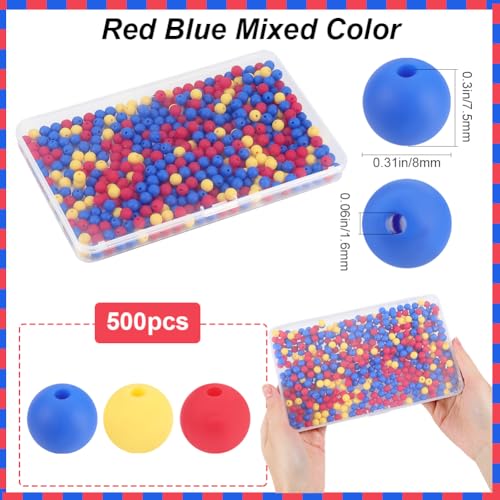 1 Box 500Pcs Round Frosted Beads Red Matte Beads 8mm Small Ball Acrylic Opaque Smooth Bubblegum Rubberized Imitated Silicone Spacer Bead for Jewelry Making Bracelets Necklaces DIY Crafts - color: Red