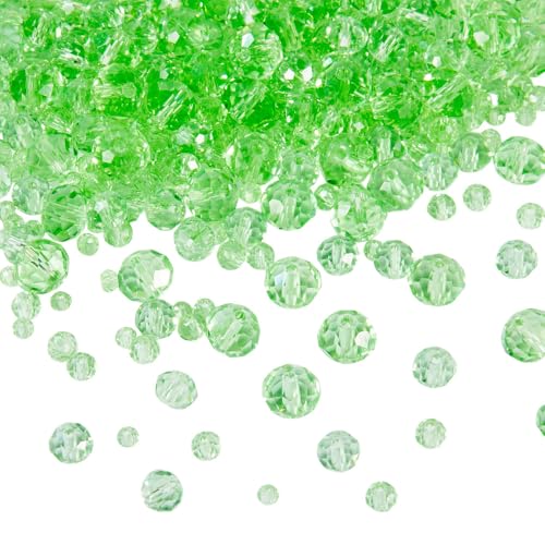 4 Strands Faceted Glass Beads Crystal 3/4/6/8mm Rondelle Transparent Glass Loose Spacer Beads for DIY Bracelet Necklace Wristband Keychain Jewelry Craft Making, Pale Green - color: 3/4/6/8mm-Pale Green