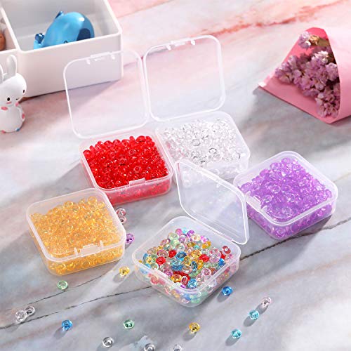 SATINIOR 12 Pack Clear Plastic Beads Storage Containers Box with Hinged Lid for Beads and More (2.12 x 2.12 x 0.79 Inch) - size: 2.12 x 2.12 x 0.79 Inch