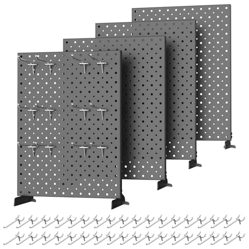 TORACK Pegboard Display Stand for Craft Shows & Fairs, 12 x 16 in Metal Tabletop Pegboard Display with Hooks for Christmas Fair Event(Black, Pack of 4) - style: 4-Pack Black
