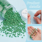 PH PandaHall 2000 Pcs 3mm 8/0 Glass Seed Beads Round Lined Waist Beads Colorful Tiny Spacer Czech Beads for Earring Bracelet Necklace Jewelry Making Green - color: Green-2000 Pcs