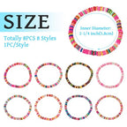 Elecrelive Glass Round Beaded Bracelet Set Clay Beaded Bracelets Stretch Bracelets - color: Mix 8 Colors
