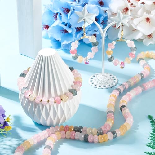 Rondelle Glass Beads About 155~159pcs/strand Imitation Gemstones Loose Spacer Beads for Jewelry Making Bracelet Necklace Earring DIY Crafts, 8x5mm, Pink - color: Pink