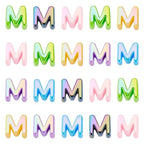 Beadthoven 20pcs Big Letter M Beads Large Hole Bubble Alphabet Acrylic Beads Charm Iridescent Plastic M Shape Loose Chunky Spacers for Jewelry Making Bracelet Necklace Keychains Shoelaces Crafts - color: M