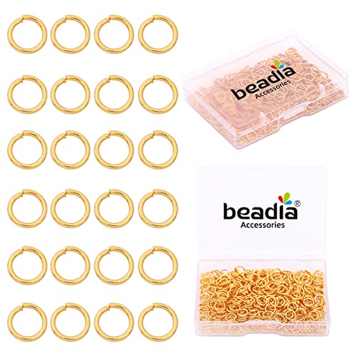 BEADIA 18K Gold Plated Jump Rings Non Tarnish 6mm 400pcs for Jewelry Making Findings - color: Gold, size: 0.7x6mm