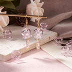 FASHEWELRY 10pcs Handmade Glass Trumpet Flower Beads Colorful Crystal Floral Beads Crystal Trumpet Flower Spacer Bead Bulk for Jewelry Bracelets Earring Craft Making (Pink) - color: Pink
