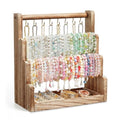 Emfogo Jewelry Organizer Stand, 4 Tier Wood Bracelet Holder With Necklace Holder, Rustic Large Capacity Jewelry Holder Display for Bracelets Bangles Necklaces Rings Watches Scrunchies (Rustic Brown)