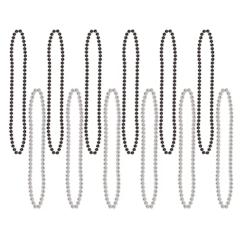 Party Beads - Small Round - size: 12-Pack, style: Black & Silver (12-Pack)