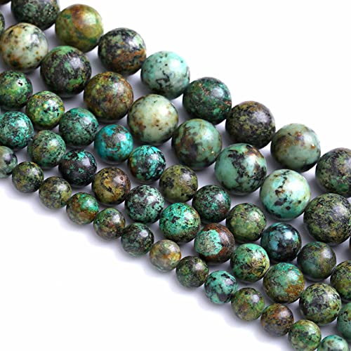 12MM 30PCS Natural Stone Green African Turquoise Spacer Loose Beads for Jewelry Making DIY Bracelet Necklace - color: African Turquoise, size: 12mm