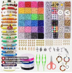 DIY Clay Bead Bracelet Making Kit, Colorful Flat Heishi Beads with Letter, Smiley Face Beads, Charms, Elastic String and Tools for Jewelry Making