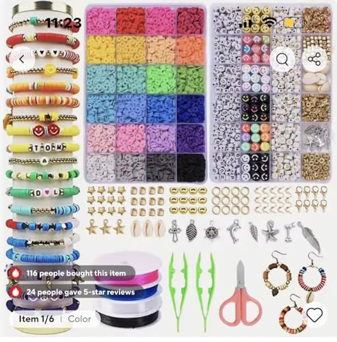 DIY Clay Bead Bracelet Making Kit, Colorful Flat Heishi Beads with Letter, Smiley Face Beads, Charms, Elastic String and Tools for Jewelry Making
