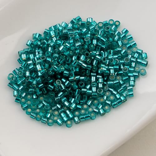 John Bead 25g Cylin Beads Tropic Teal Silver Lined 11/0 Glass Cylindrical Seed Beads for Jewelry Bracelets Necklaces Earrings Making Embroidery - color: Tropic Teal Silver Lined