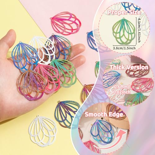 Dazzling Colorful Filigree Charms Hollow Out Multicolor Geometric Filigree Pendants for DIY Jewelry Making Earrings Necklaces Components - color: Flower-1