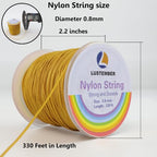 LUSTEMBER 0.8mm Nylon String, Strong Bracelet String, Durable Nylon Cord for Jewelry Making, Bracelets, Beading, Necklaces, Rattail Braiding, Kumihimo, Wind Chimes, Blinds and Handicrafts - size: Gold