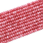 76pcs 5x8mm Natural Pink Jade Stone Rondelle Spacer Loose Beads Abacus Disk Stone Round Loose Gemstone Beads for Jewelry Making DIY Bracelet Necklace - color: Pink Jade Stone