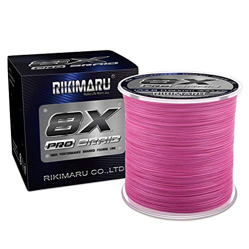 Rikimaru 8X Pro Braid Fishing Line 6LB-170LB, 300yds-1000yds Fluo-Green,Lemon Yellow,Plum Pink - color: Plum Pink, size: 170LB(0.60mm)-300Yds