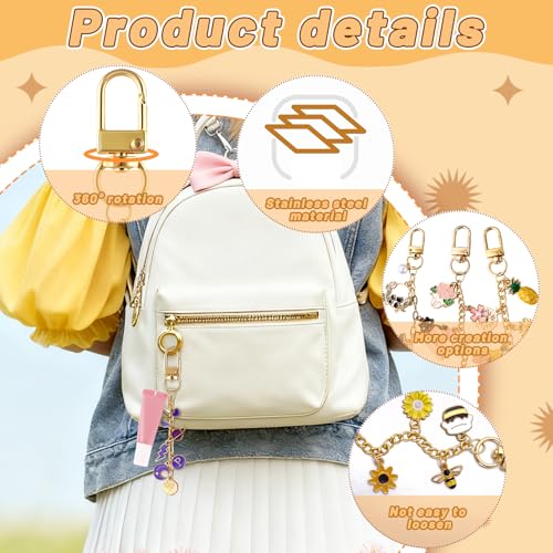 Wurosi 24 Set Lip Gloss Keychain Making Kit, Gold Keychain Clips Hooks with Extender Chain, Cellophane Bags, Thank You Cards, 5M Hemp Rope, for DIY Key Chain Making Crafts, Christmas Gifts - color: 24 Set Keychain Making Kit