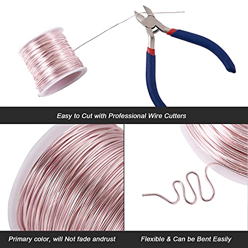 Pandahall 60 Feet Tarnish Resistant Copper Wire 22 Gauge Jewelry Beading Craft Wire for Jewelry Making (Rose Gold)