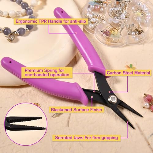 SPEEDWOX Long Nose Pliers Specialty Pointed Nose Tweezer Noses Plier Serrated Jaws Mini Chain Noses Pliers Jewelry Making Bending Wire Open and Close Jump Rings
