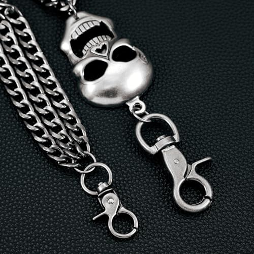 Layered Punk Pants Chain for Men Women, Gothic Hip Hop Jean Chain Wallet Chain Biker Trouser Chain, Goth Emo Fashion Keychain Accessories - color: 3L-Skull
