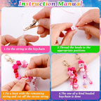 TOHONGADON 618 Pcs Bead Keychain Kit, Colorful Bag Charm Kit with Adjustable Alphabet Beads, Charm Keychain Kits for DIY Key Ring Jewelry Making - color: 618 Pcs Bead