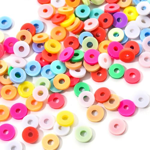 15 Colors 2250 Pcs Clay Beads Kit for Bracelets Making, Flat Round Polymer Spacer heishi Clay Beads for Craft and Jewelry Making - color: Pure Clay Beads Set-about 2250pcs