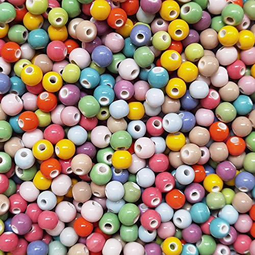 INSPIRELLE 180 Pieces Porcelain Beads Chinese Round Ceramic Beads 8mm for Handmade Jewelry Making Bracelets Necklace Making, Candy - color: Candy