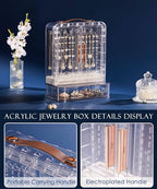 Homde Women Acrylic Jewelry Box: Clear Organizer Holder for Earring Necklace Ring - Gift for Yound Women