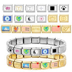 Italian Charms Bracelet Sets with 1Pcs Starter Brascelet 9Pcs Charms 9mm Italian Modular Charm Bracelet DIY Module Jewelry Gifts - color: B-Starter Bracelet Set-20Pcs-2Sets