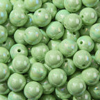 16mm Acrylic Bead 100pcs AB Green Color Focal Bead Chunk Bubblegum Beads for DIY Crafting Necklace Bracelet Jewelry Making Keychain (Light Green) - color: light green