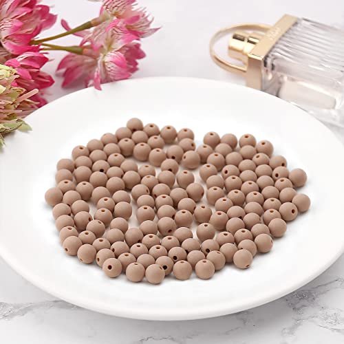 BONNY BOXX 1000PCs 6MM Matte Light Brown Acrylic Round Beads, Frosted Plastic Resin Bubblegum Balls Chunky Gumball Beads for Necklace and Bracelet Making, Crafting Supplies - color: Matte Light Brown, size: 6MM