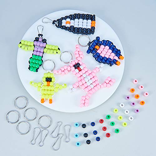 SUNNYCLUE 1 Box 600+Pcs 10 Sets Bead Pets Kit 8mm Large Pony Beads Animals Keychain Kit Video tutorials Gecko Lizard Spacers for Christmas Adult Women Gift Fun Supplies Paper Instruction - color: 8mm Pony Beads Kit Cute Animal Themed