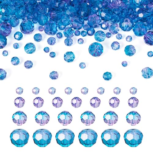 4 Strands 4/6/8/10mm Transparent Glass Beads Round Faceted Crystal Glass Loose Spacer Beads for DIY Friendship Bracelet Necklace Jewelry Making Craft Supplies Home Decor, Royal Blue - color: 4/6/8/10mm-Royal Blue