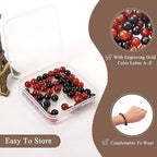 Cheriswelry 52Pcs 8mm Natural Gemstone Letter Beads Black Red Agate Alphabet Spacer Beads for DIY Crafts Necklace Bracelet Jewelry Making - color: Agate with Letter-Mixed Color