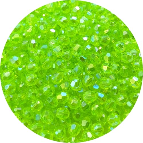 200 PCS 10mm Acrylic Faceted Spacer Beads AB Color Glossy Round Loose Beads for Jewelry Making Bracelet Necklace Earring Ornament Wind Chimes Key Chains(Fluorescent Green AB) - color: Fluorescent Green AB, size: 10mm