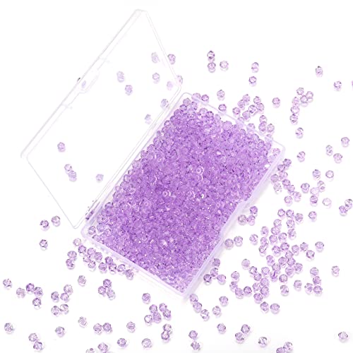 1000pcs Crystal Glass Beads 4mm Bulk Faceted Bicone Spacer Beads for DIY Jewelry Making - color: crystal violet, size: 4mm