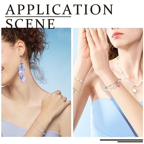 Glass Leaf Beads Crystal Glass Leaf Charms Transparent Leaves Pendants Tiny Green Leaf Bead Caps for Christmas Earring Bracelet Jewelry Making DIY Keychain Craft - color: 10 Colors-Petaline