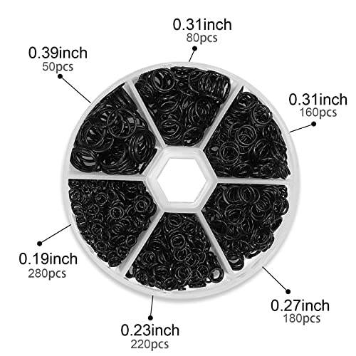 1000Pcs Black O Ring Connectors Metal Open Jump Rings Set 304 Stainless-Steel Jump Rings for Jewelry Making Connectors 4mm 5mm 6mm 7mm 8mm 10mm (Black)