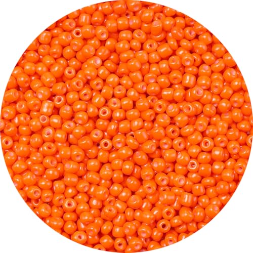 2000pcs Orange Glass Seed Beads, Colorful Tiny 4mm Beads for Jewelry Making, Beading Supplies. - color: Orange