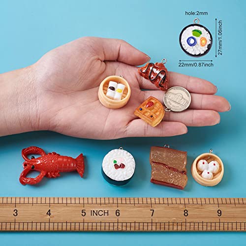 Cheriswelry Cup Cake Resin Pendants Lovely Food Sweet Dessert Dangle Charms Links Hanging Ornament with Metal Loop Fruit Pendants for Key Chains Bracelet Necklace Jewelry Making - color: Mixed Color&Shape