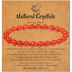 MAIBAOTA Healing Crystal Bracelet for Women Men, 8/4 mm Natural Stone Beaded Bracelets, Jewelry Birthday Gifts, Round Gemstones Stretch Bracelets - color: Red-Carnelian, size: 8 mm