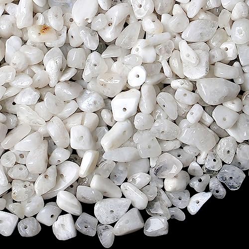 LAIDANLA Moonstone 400pcs Natural Chip Stone Beads 5-8mm Healing Crystal Irregular Gemstones Drilled DIY Loose Rocks Bead Crystal for Bracelet Earrings Necklace Jewelry Making Crafting - color: Q-Moonstone