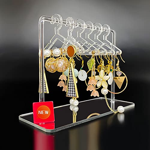 Earring Hanger Rack with 8 Mini Coat Hangers, Acrylic Earring Holder Display Stand, Ear Studs Hanging Earrings Organizer For Women Girls, Transparent - color: Transparent