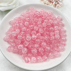400pcs 8mm Acrylic Crackle Beads - Round Crystal Acrylic Craft Beads with Hole for Jewelry Making - Pink - color: 21-pink, size: 8MM