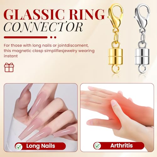 Buelkmag Magnetic Necklace Clasps and Closures 20 PCS Gold and Silver Clasp for Necklaces Jewelry Bracelet Women Making Magnet Lobster Extender Bracelets Extenders Magnets Helper Extra Strong