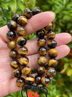GAF TREASURES Grade A ++ Gemstone Round Bead Adjustable Bracelet 10mm, Genuine Crystal Bead Bracelet, Gift for Men & Women - color: Tiger Eye